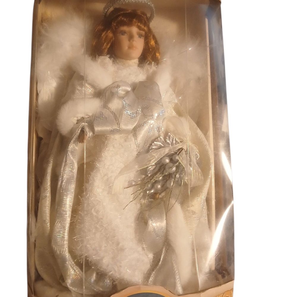 Elegant White Angel Doll with Silver Accents